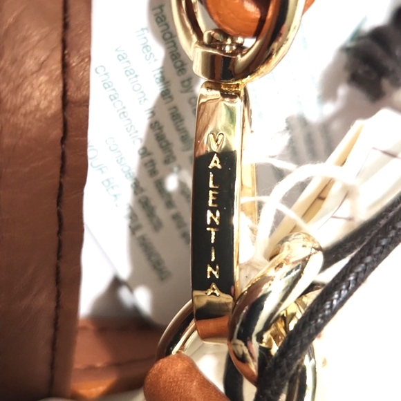 NWT Valentina Italian Pebbled Leather Flap Crossbody Shoulder Bag with Chain - Picture 14 of 16